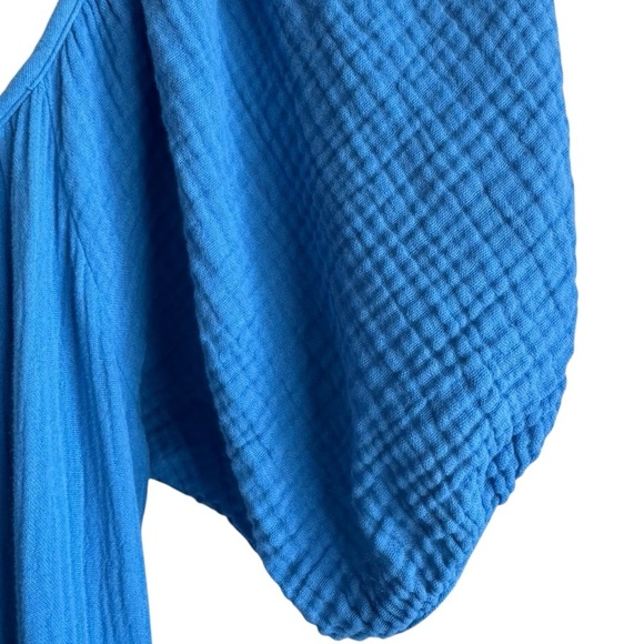 HONORINE Pamela Dress in French Blue | Short Puff Sleeve Gauze Midi | XS - Picture 6 of 8